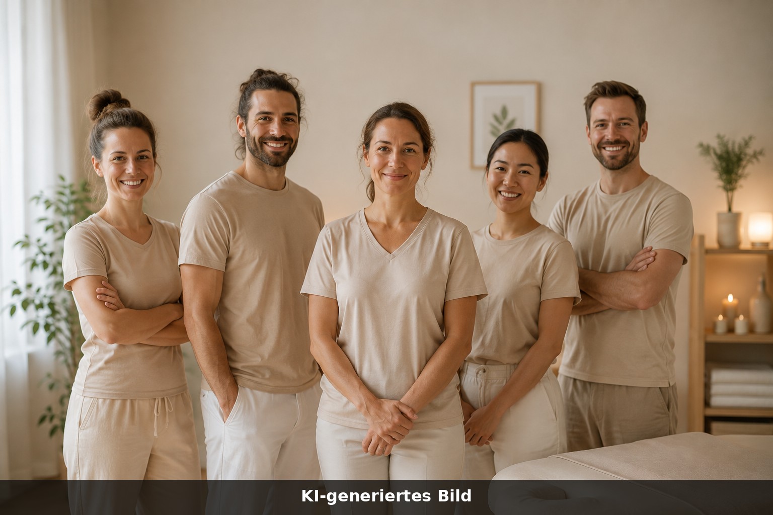 Team der Trainerinnen und Trainer des Dienstags-Massagekurses (KI-generiertes Bild)
